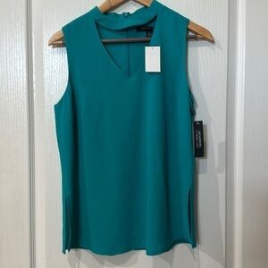 Zac & Rachel size S/C turquoise v neck sleeveless top, NWT
